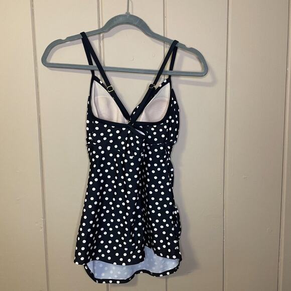 Liz Lange Maternity Swim Tank Black and White Polka Dot Medium - Picture 3 of 5